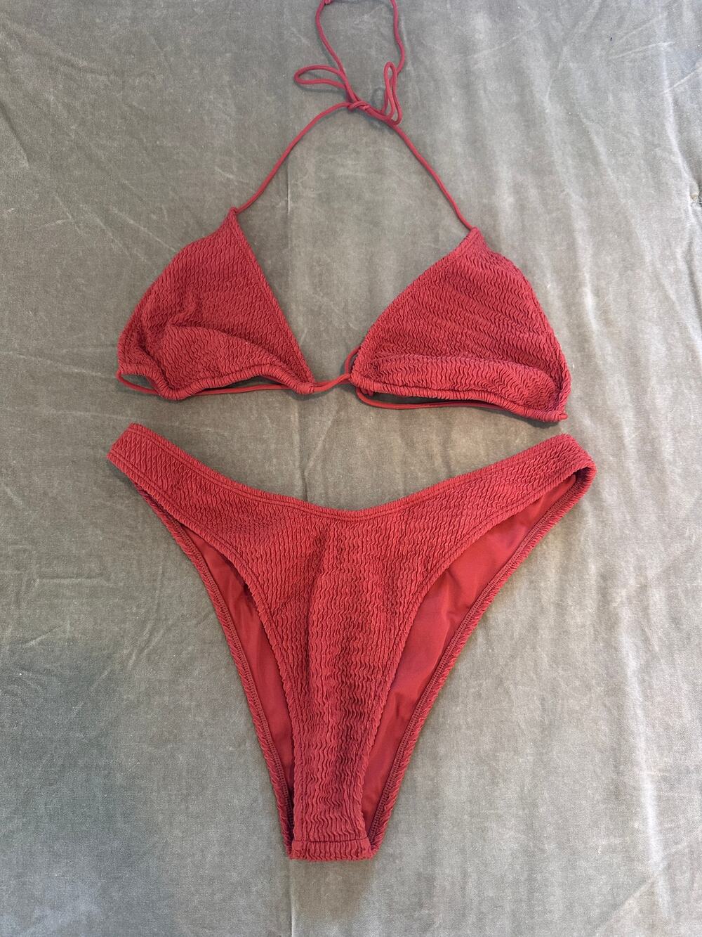 TJ Swim Rust Crinkle Bikini Set XL